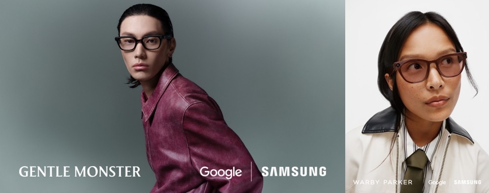Projekt koncepcyjny inteligentnych okularów Samsung Galaxy AI Glasses – smukła oprawka z wbudowanymi sensorami